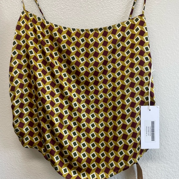 Reformation Gruyere Silk Top NWT Geometric Print Spaghetti Strap Top - Picture 2 of 6